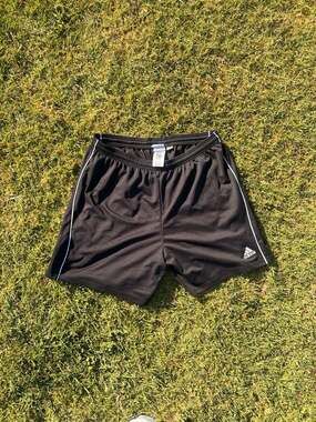 Vintage adidas Climalite Soccer Athletic Shorts Black White Piping